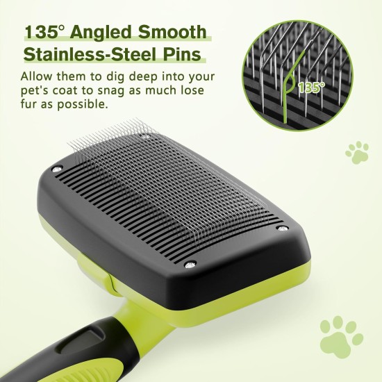 pecute Dog Brush, Cat Brush, Pet Brush, Self-Cleaning Slicker Brush, Dog Comb Fur Brush, Massage Grooming Brush for Cats, Dogs, Long Hair (Large, Black) pecute Dog Brush, Cat Brush, Pet Brush, Self-Cleaning Slicker Brush, Dog Comb Fur Brush, Massage Grooming Brush for Cats, Dogs, Long Hair (Large, Black)