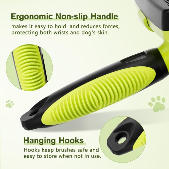 pecute Dog Brush, Cat Brush, Pet Brush, Self-Cleaning Slicker Brush, Dog Comb Fur Brush, Massage Grooming Brush for Cats, Dogs, Long Hair (Large, Black) pecute Dog Brush, Cat Brush, Pet Brush, Self-Cleaning Slicker Brush, Dog Comb Fur Brush, Massage Grooming Brush for Cats, Dogs, Long Hair (Large, Black)
