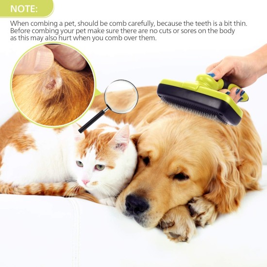 pecute Dog Brush, Cat Brush, Pet Brush, Self-Cleaning Slicker Brush, Dog Comb Fur Brush, Massage Grooming Brush for Cats, Dogs, Long Hair (Large, Black) pecute Dog Brush, Cat Brush, Pet Brush, Self-Cleaning Slicker Brush, Dog Comb Fur Brush, Massage Grooming Brush for Cats, Dogs, Long Hair (Large, Black)