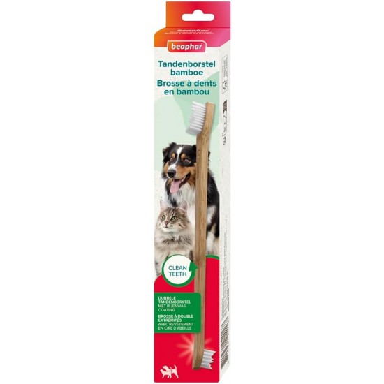 Beaphar Bamboo Toothbrush - Double-Sided Brush for Dogs and Cats - Pack of 1 Beaphar Bamboo Toothbrush - Double-Sided Brush for Dogs and Cats - Pack of 1