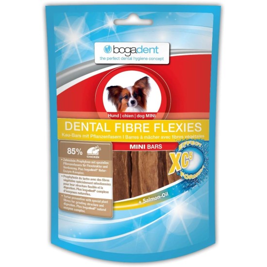 Bogadent Dental Fibre Flexies Mini - Dog Chew Item Against Tartar & Plaque - Chew Sticks Dog for Daily Dogs Dental Care - With Plant Fibres for Better Digestion - Pack of 1 - 70 g Bogadent Dental Fibre Flexies Mini - Dog Chew Item Against Tartar & Plaque - Chew Sticks Dog for Daily Dogs Dental Care - With Plant Fibres for Better Digestion - Pack of 1 - 70 g