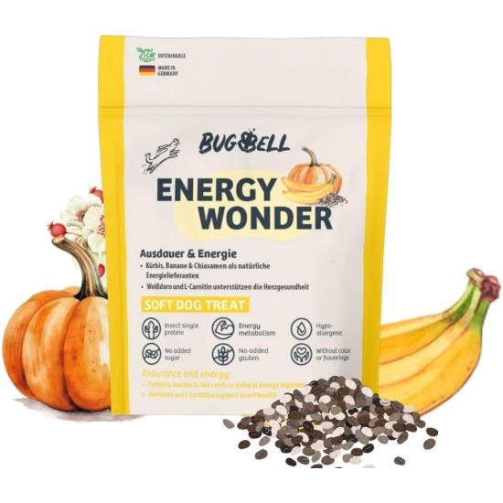 BugBell Grain-Free Dog Snack for Bones & Joints 60 g, for Osteoarthritis, Patella Luxation, with Green-Lipped Mussel & Spirulina & Willow Bark & Devil's Claw BugBell Grain-Free Dog Snack for Bones & Joints 60 g, for Osteoarthritis, Patella Luxation, with Green-Lipped Mussel & Spirulina & Willow Bark & Devil's Claw