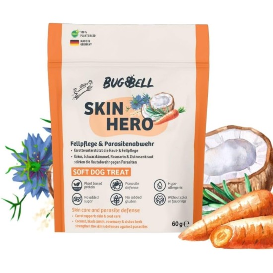BugBell Grain-Free Dog Snack for Bones & Joints 60 g, for Osteoarthritis, Patella Luxation, with Green-Lipped Mussel & Spirulina & Willow Bark & Devil's Claw BugBell Grain-Free Dog Snack for Bones & Joints 60 g, for Osteoarthritis, Patella Luxation, with Green-Lipped Mussel & Spirulina & Willow Bark & Devil's Claw