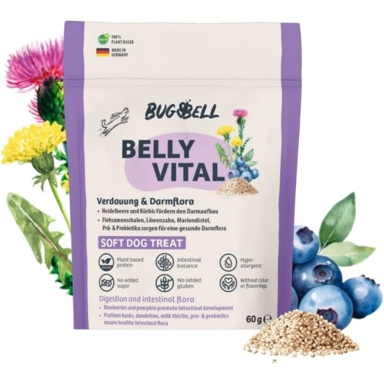 BugBell Grain-Free Dog Snack for Bones & Joints 60 g, for Osteoarthritis, Patella Luxation, with Green-Lipped Mussel & Spirulina & Willow Bark & Devil's Claw BugBell Grain-Free Dog Snack for Bones & Joints 60 g, for Osteoarthritis, Patella Luxation, with Green-Lipped Mussel & Spirulina & Willow Bark & Devil's Claw