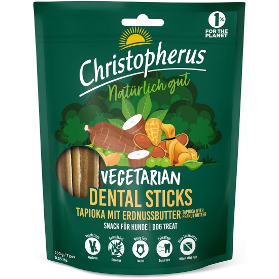 Christopherus Vegetarian Dental Stick Tapioca with Peanut Butter, 250 g Christopherus Vegetarian Dental Stick Tapioca with Peanut Butter, 250 g