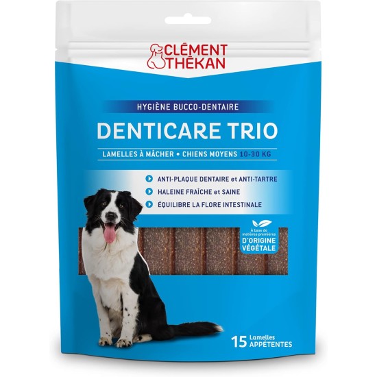Clément Thékan - Denticare Trio - Promotes Oral Hygiene - Chew Strips for Dogs from 10 to 30 kg - 15 Units Clément Thékan - Denticare Trio - Promotes Oral Hygiene - Chew Strips for Dogs from 10 to 30 kg - 15 Units