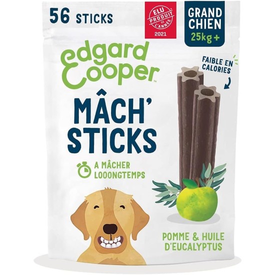 Edgard Cooper Dog Treat (Eucalyptus & Apple, 7 Sticks x 8), Large, One a Day, Low Calorie, Long, Efficient Chew, Fresh Breath Edgard Cooper Dog Treat (Eucalyptus & Apple, 7 Sticks x 8), Large, One a Day, Low Calorie, Long, Efficient Chew, Fresh Breath