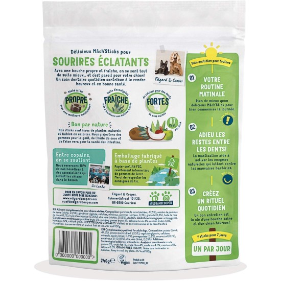 Edgard Cooper Dog Treat (Eucalyptus & Apple, 7 Sticks x 8), Large, One a Day, Low Calorie, Long, Efficient Chew, Fresh Breath Edgard Cooper Dog Treat (Eucalyptus & Apple, 7 Sticks x 8), Large, One a Day, Low Calorie, Long, Efficient Chew, Fresh Breath