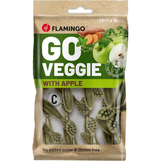 Flamingo Veggie Toothbrush with Apple 7.5 cm Pack of 15 120 g Flamingo Veggie Toothbrush with Apple 7.5 cm Pack of 15 120 g