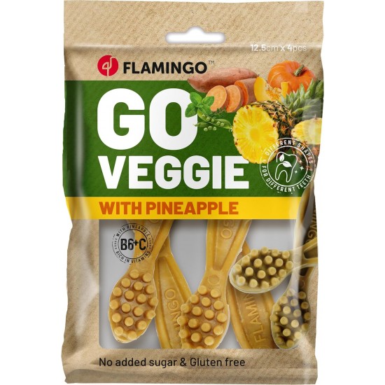 Flamingo Veggie Toothbrush with Pineapple 12.5 cm Pack of 4 160 g Flamingo Veggie Toothbrush with Pineapple 12.5 cm Pack of 4 160 g