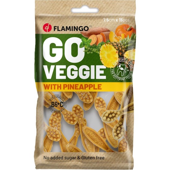 Flamingo Veggie Toothbrush with Pineapple 7.5 cm Pack of 15 120 g Flamingo Veggie Toothbrush with Pineapple 7.5 cm Pack of 15 120 g