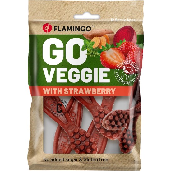 Flamingo Veggie Toothbrush with Strawberry 12.5 cm Pack of 4 160 g Flamingo Veggie Toothbrush with Strawberry 12.5 cm Pack of 4 160 g