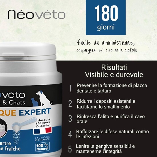 NEOVETO Expert Organic Active Plate - 100g - Tartar, Bad Breath - Natural Dental Care for Dogs and Cats - Up to 100 Days of Healing NEOVETO Expert Organic Active Plate - 100g - Tartar, Bad Breath - Natural Dental Care for Dogs and Cats - Up to 100 Days of Healing