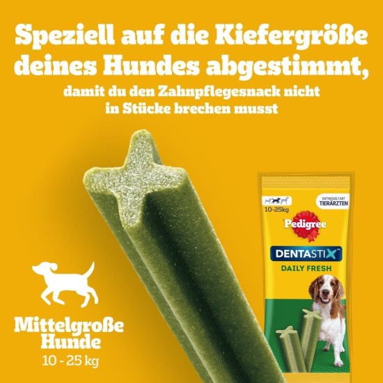 Pedigree DentaStix Daily Fresh dental care snack for medium-sized dogs - dog treats with active ingredients for every day - for healthy teeth and fresh breath - 112 sticks (4 x 28 pieces) Pedigree DentaStix Daily Fresh dental care snack for medium-sized dogs - dog treats with active ingredients for every day - for healthy teeth and fresh breath - 112 sticks (4 x 28 pieces)