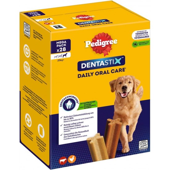 Pedigree DentaStix Daily Oral Care Dental Care Snack for Large Dogs - Chicken & Beef Flavour Dog Treats for Every Day - 112 Sticks (4 x 28 Pieces) Pedigree DentaStix Daily Oral Care Dental Care Snack for Large Dogs - Chicken & Beef Flavour Dog Treats for Every Day - 112 Sticks (4 x 28 Pieces)
