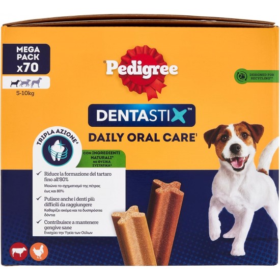 Pedigree Dentastix Snacks for Oral Hygiene, Small Dog 5-10 kg, 70 Sticks - 1100 g Pedigree Dentastix Snacks for Oral Hygiene, Small Dog 5-10 kg, 70 Sticks - 1100 g