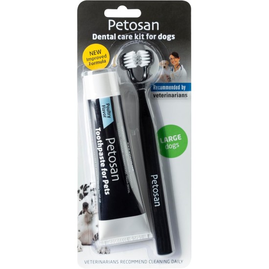 Petosan Pet Dental Kit, Double Headed Toothbrush and Toothpaste