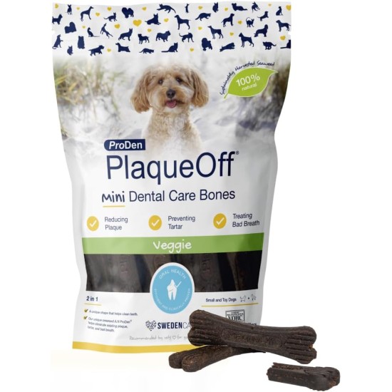 ProDen PlaqueOff Mini Dental Bones for Small Dogs and Dwarf Dogs, Vegetable Mix (Pack of 20 - 12oz)