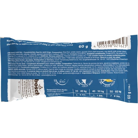Sammy Tooth Stem Chew Bar Snack for Dogs Active Support Dental Care 1 x 300 g Sammy Tooth Stem Chew Bar Snack for Dogs Active Support Dental Care 1 x 300 g