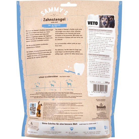 Sammy Tooth Stem Chew Bar Snack for Dogs Active Support Dental Care 6 x 300 g Sammy Tooth Stem Chew Bar Snack for Dogs Active Support Dental Care 6 x 300 g