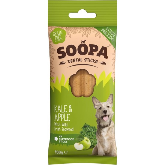Soopa Kale and Apple Dental Sticks Dog Treat, 100 g Soopa Kale and Apple Dental Sticks Dog Treat, 100 g