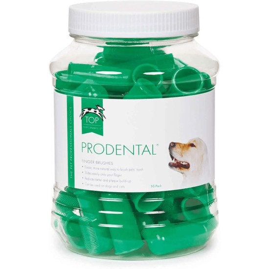 Top Performance ProDental Finger Brushes — Convenient Toothbrushes for Cleaning Pets' Teeth, 50-Pack