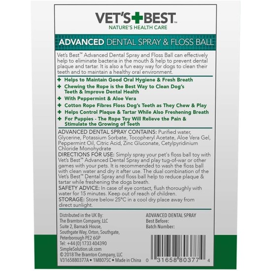 Vet's Best Advanced Dental Spray & Floss Ball for Dogs Vet's Best Advanced Dental Spray & Floss Ball for Dogs