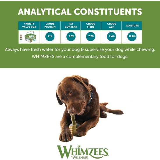 WHIMZEES By Wellness Mixed Variety Box Chew Sticks for Large Dogs for Dental Care, Size L, 14 Pack, No Added Sugar, Grain-Free, Natural, Low Fat WHIMZEES By Wellness Mixed Variety Box Chew Sticks for Large Dogs for Dental Care, Size L, 14 Pack, No Added Sugar, Grain-Free, Natural, Low Fat