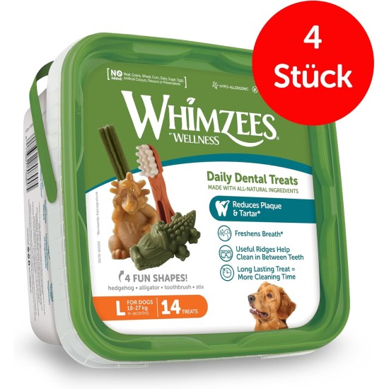 WHIMZEES By Wellness Mixed Variety Box Chew Sticks for Large Dogs for Dental Care, Size L, 14 Pack, No Added Sugar, Grain-Free, Natural, Low Fat WHIMZEES By Wellness Mixed Variety Box Chew Sticks for Large Dogs for Dental Care, Size L, 14 Pack, No Added Sugar, Grain-Free, Natural, Low Fat