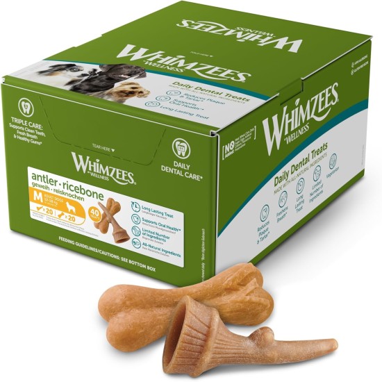 WHIMZEES Natural Gluten-free Dental Care Snacks, Chew Sticks for Dogs, Rice Bone, L, 9 x 60g WHIMZEES Natural Gluten-free Dental Care Snacks, Chew Sticks for Dogs, Rice Bone, L, 9 x 60g
