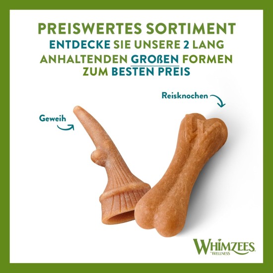 WHIMZEES Natural Gluten-free Dental Care Snacks, Chew Sticks for Dogs, Rice Bone, L, 9 x 60g WHIMZEES Natural Gluten-free Dental Care Snacks, Chew Sticks for Dogs, Rice Bone, L, 9 x 60g
