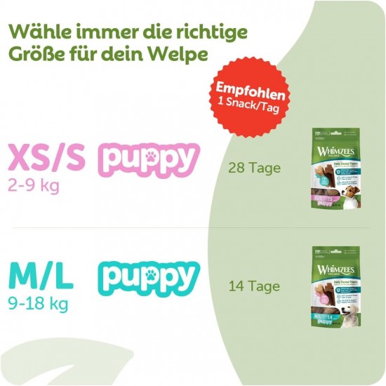 WHIMZEES Puppy Stix Large Puppy Chew Bones for Large Puppies, Dog Snack for Dental Care, Medium/Large, 14 Pieces, No Sugar, Grain Free, Natural, Low Fat WHIMZEES Puppy Stix Large Puppy Chew Bones for Large Puppies, Dog Snack for Dental Care, Medium/Large, 14 Pieces, No Sugar, Grain Free, Natural, Low Fat