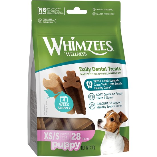 WHIMZEES by Wellness Puppy Stix, Chew Bones for Large Puppies, Dog Snack for Dental Care, Size M/L, 14 Pieces, No Added Sugar, Grain-Free, Natural, Low Fat WHIMZEES by Wellness Puppy Stix, Chew Bones for Large Puppies, Dog Snack for Dental Care, Size M/L, 14 Pieces, No Added Sugar, Grain-Free, Natural, Low Fat