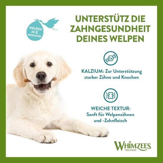 WHIMZEES by Wellness Puppy Stix, Chew Bones for Large Puppies, Dog Snack for Dental Care, Size M/L, 14 Pieces, No Added Sugar, Grain-Free, Natural, Low Fat WHIMZEES by Wellness Puppy Stix, Chew Bones for Large Puppies, Dog Snack for Dental Care, Size M/L, 14 Pieces, No Added Sugar, Grain-Free, Natural, Low Fat
