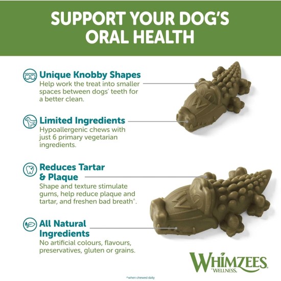 Whimzees natural grain-free dental care snacks, chew sticks for dogs, crocodile Whimzees natural grain-free dental care snacks, chew sticks for dogs, crocodile