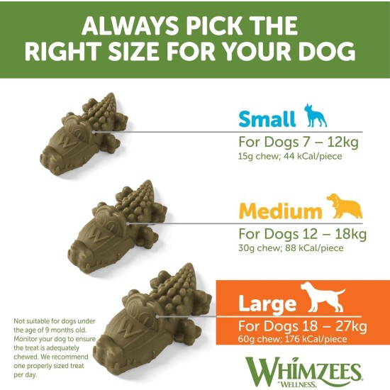 Whimzees natural grain-free dental care snacks, chew sticks for dogs, crocodile Whimzees natural grain-free dental care snacks, chew sticks for dogs, crocodile