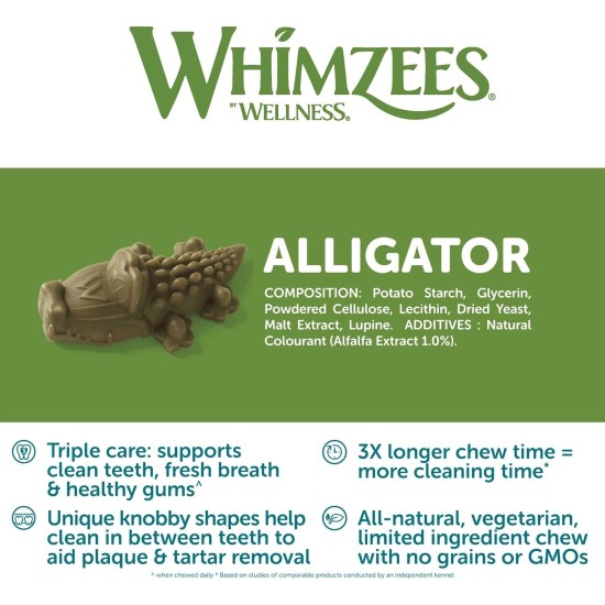 Whimzees natural grain-free dental care snacks, chew sticks for dogs, crocodile Whimzees natural grain-free dental care snacks, chew sticks for dogs, crocodile
