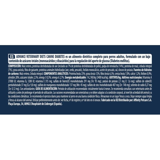Advance Advance Diabetes Colitis Canine 12 KG Advance Advance Diabetes Colitis Canine 12 KG