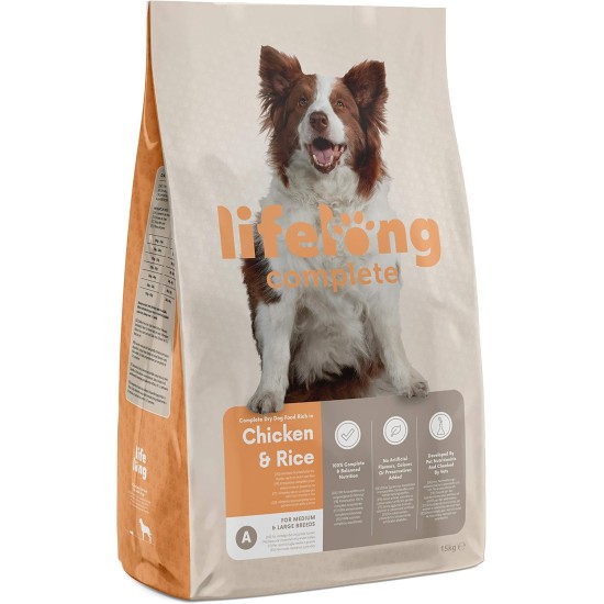 Amazon brand: Lifelong Complete Dry Food for Adult Dogs with Salmon and Rice, 1 x 5 kg Amazon brand: Lifelong Complete Dry Food for Adult Dogs with Salmon and Rice, 1 x 5 kg