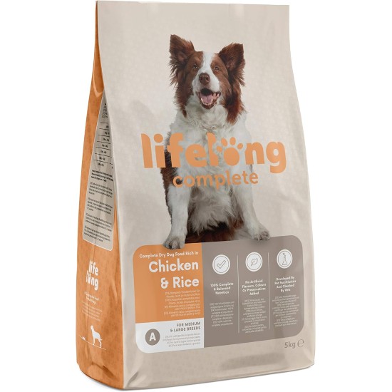 Amazon brand: Lifelong Complete Dry Food for Adult Dogs with Salmon and Rice, 1 x 5 kg Amazon brand: Lifelong Complete Dry Food for Adult Dogs with Salmon and Rice, 1 x 5 kg