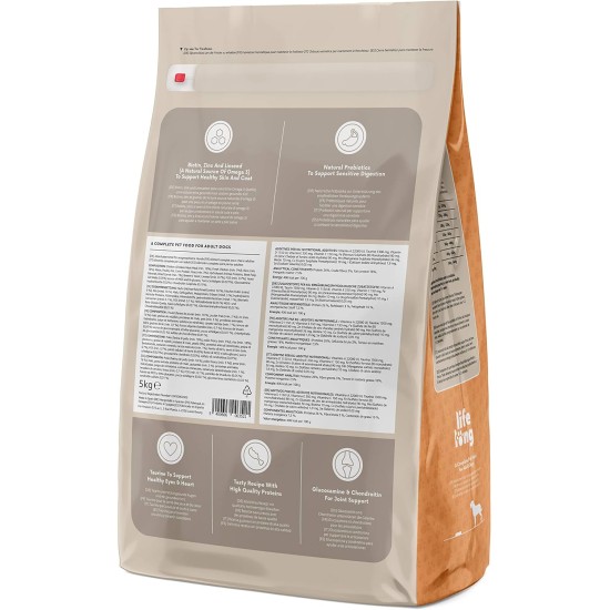 Amazon brand: Lifelong Complete Dry Food for Adult Dogs with Salmon and Rice, 1 x 5 kg Amazon brand: Lifelong Complete Dry Food for Adult Dogs with Salmon and Rice, 1 x 5 kg