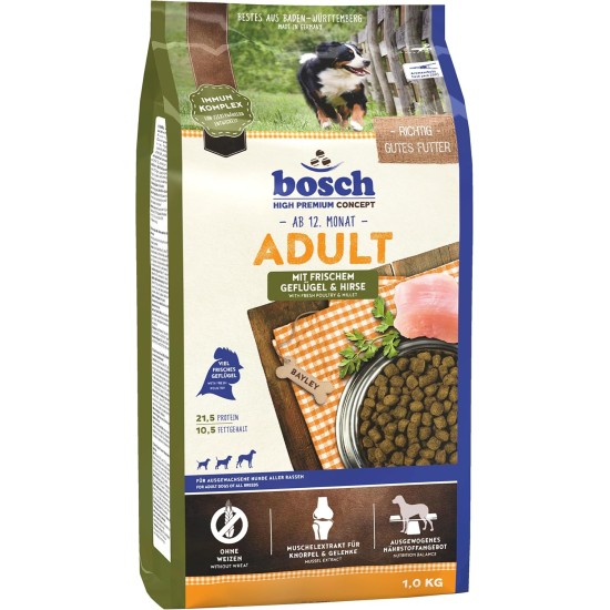 Bosch HPC Adult with Fresh Poultry and Millet Dog Dry Food for Adult Dogs of All Breeds Bosch HPC Adult with Fresh Poultry and Millet Dog Dry Food for Adult Dogs of All Breeds