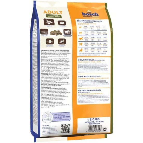 Bosch HPC Adult with Fresh Poultry and Millet Dog Dry Food for Adult Dogs of All Breeds Bosch HPC Adult with Fresh Poultry and Millet Dog Dry Food for Adult Dogs of All Breeds