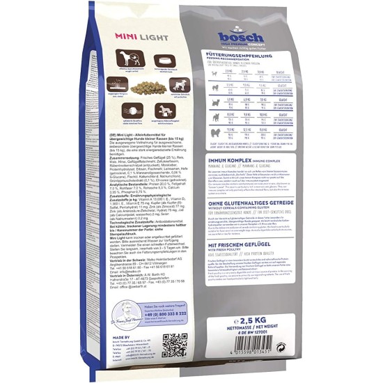 Bosch HPC Mini Light | Dry Dog Food for Overweight Dogs of Small Breeds (up to 15 kg), 1 x 2.5 kg Bosch HPC Mini Light | Dry Dog Food for Overweight Dogs of Small Breeds (up to 15 kg), 1 x 2.5 kg