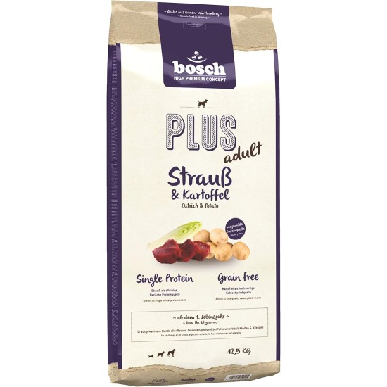 Bosch HPC Plus Ostrich & Potato Dog Food for Adult Dogs of All Breeds, Single Protein, Grain-Free