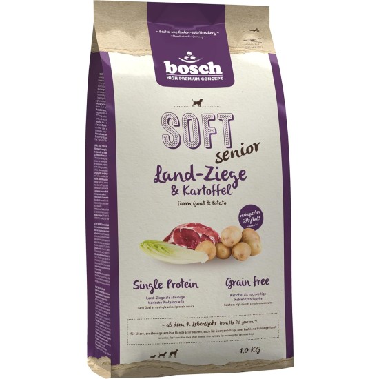 Bosch HPC SOFT Senior Goat & Potato | semi-moist dog food for older, nutritionally sensitive dogs of all breeds | Single protein | Grain Free, 2.5 kg Bosch HPC SOFT Senior Goat & Potato | semi-moist dog food for older, nutritionally sensitive dogs of all breeds | Single protein | Grain Free, 2.5 kg