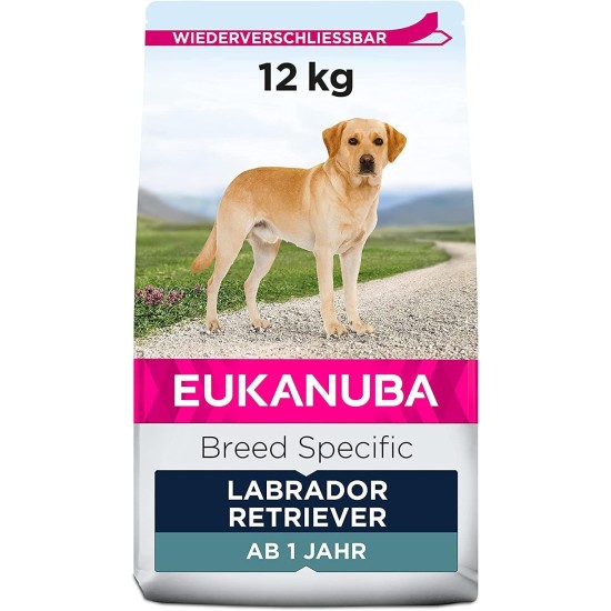 Eukanuba Breed Specific Dog Food - Dry Feed in a Chicken Flavour Specially Designed for Adult Labrador Retrievers, 12 kg Eukanuba Breed Specific Dog Food - Dry Feed in a Chicken Flavour Specially Designed for Adult Labrador Retrievers, 12 kg