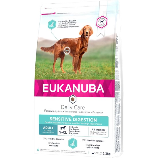 Eukanuba Daily Care Sensitive Digestion Dog Food - Dry Food for Dogs with Sensitive Digestion, Stomach Friendly with Easily Digestible Rice, 12 kg Eukanuba Daily Care Sensitive Digestion Dog Food - Dry Food for Dogs with Sensitive Digestion, Stomach Friendly with Easily Digestible Rice, 12 kg