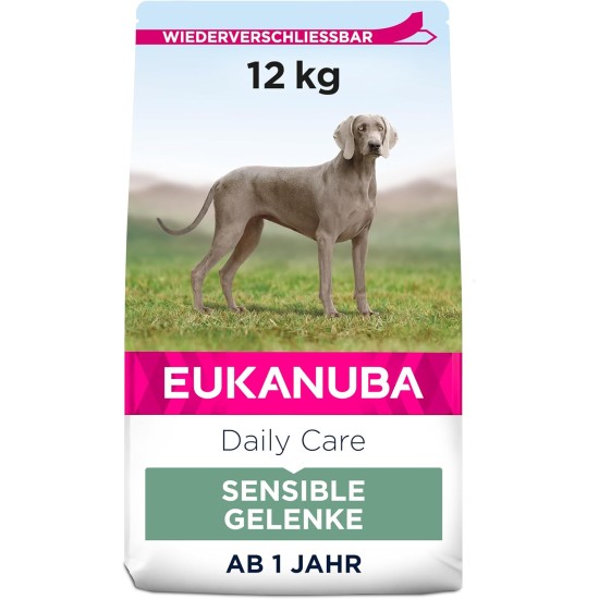 Eukanuba Daily Care Sensitive Joints Dog Food - Dry Food for Dogs with Joint Discomfort - Special Food Suitable for All Adult Breeds, 12 kg Eukanuba Daily Care Sensitive Joints Dog Food - Dry Food for Dogs with Joint Discomfort - Special Food Suitable for All Adult Breeds, 12 kg