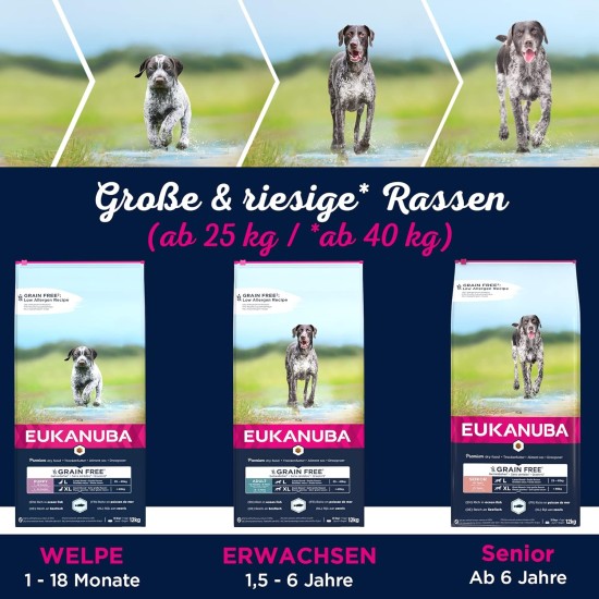 Eukanuba Dog Food Grain-Free with Fish for Large Breeds - Dry Food for Adult Dogs, 12 kg Eukanuba Dog Food Grain-Free with Fish for Large Breeds - Dry Food for Adult Dogs, 12 kg
